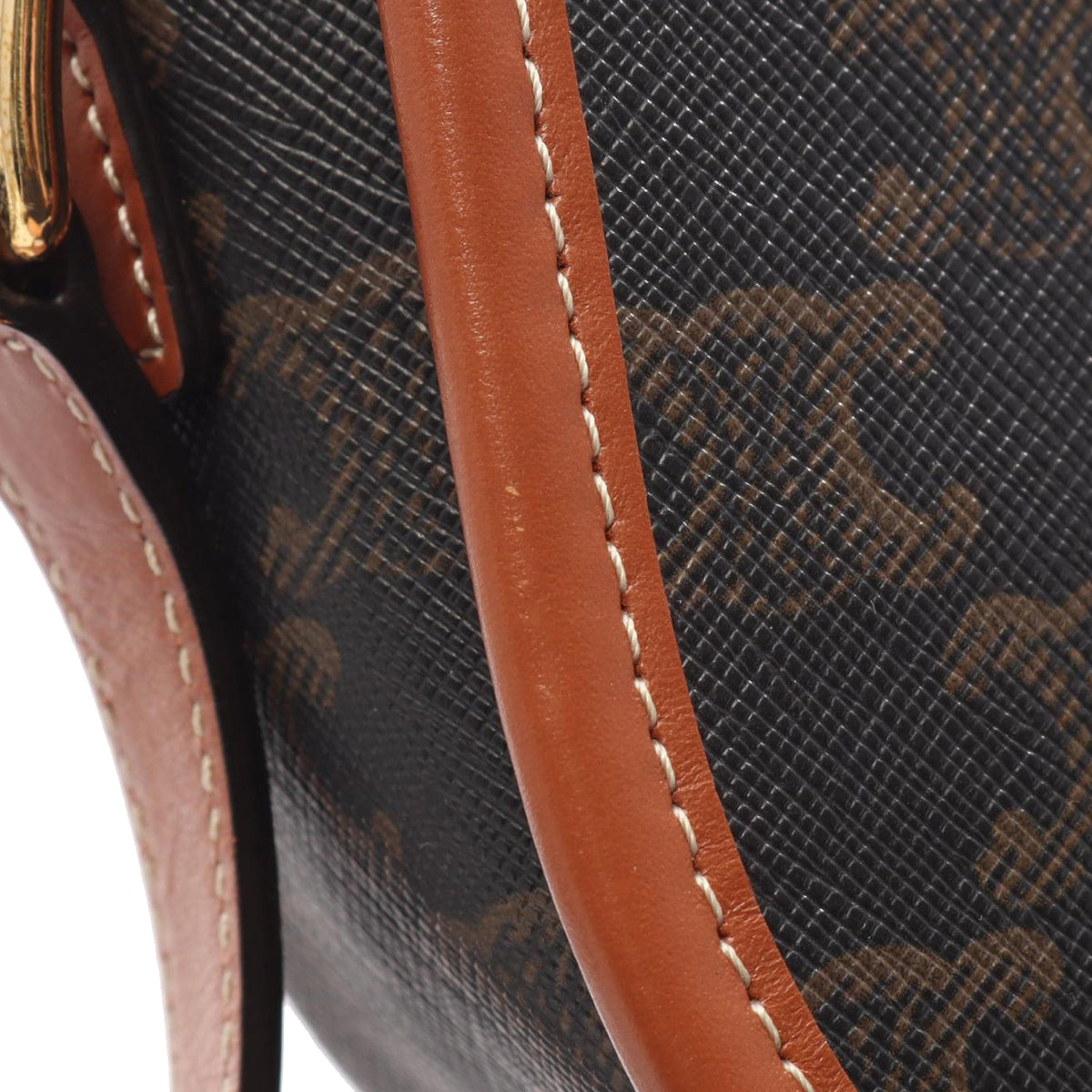 Celine Medium Triomphe Coated Canvas Folco Crossbody — Brown