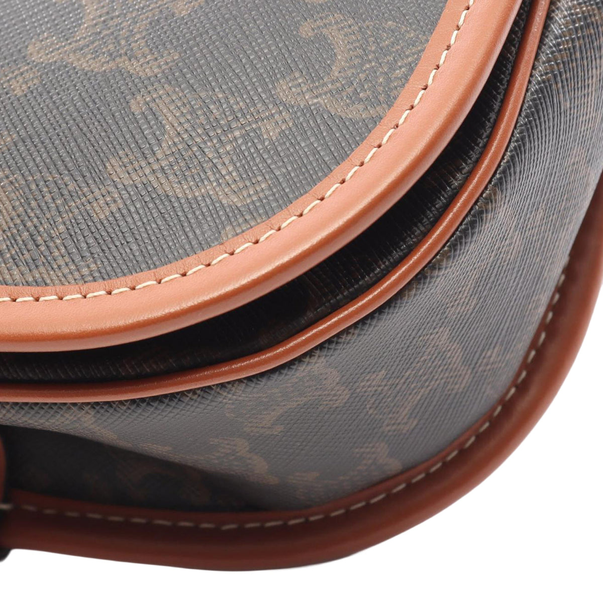 Celine Medium Triomphe Coated Canvas Folco Crossbody — Brown