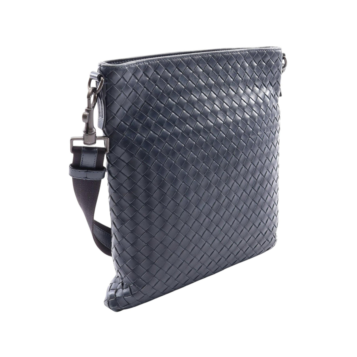Bottega Veneta Leather Intrecciato Crossbody — Blue