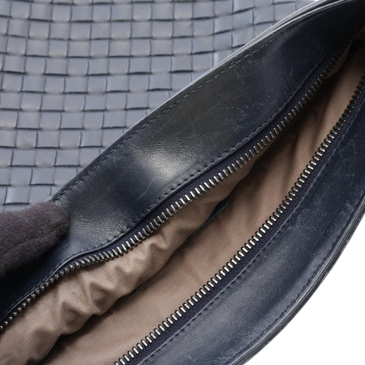 Bottega Veneta Leather Intrecciato Crossbody — Blue