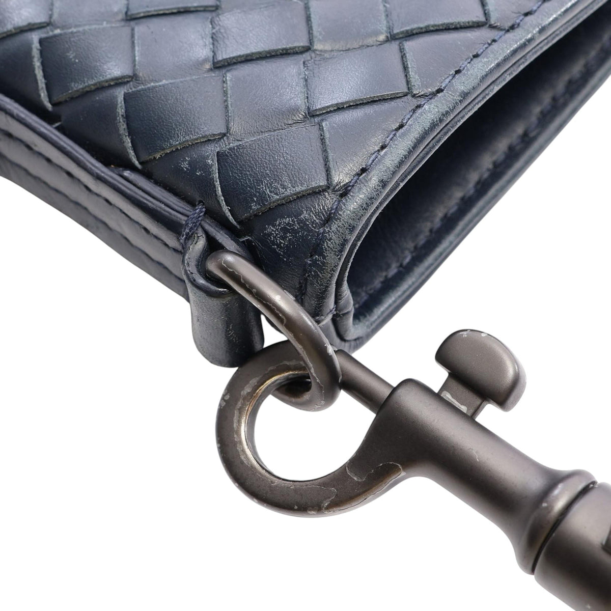 Bottega Veneta Leather Intrecciato Crossbody — Blue