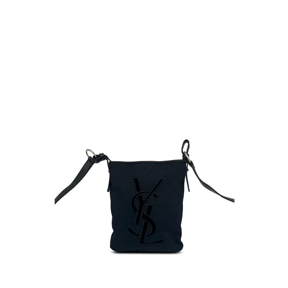 Saint Laurent Denim Monogram Kahala Crossbody — Black