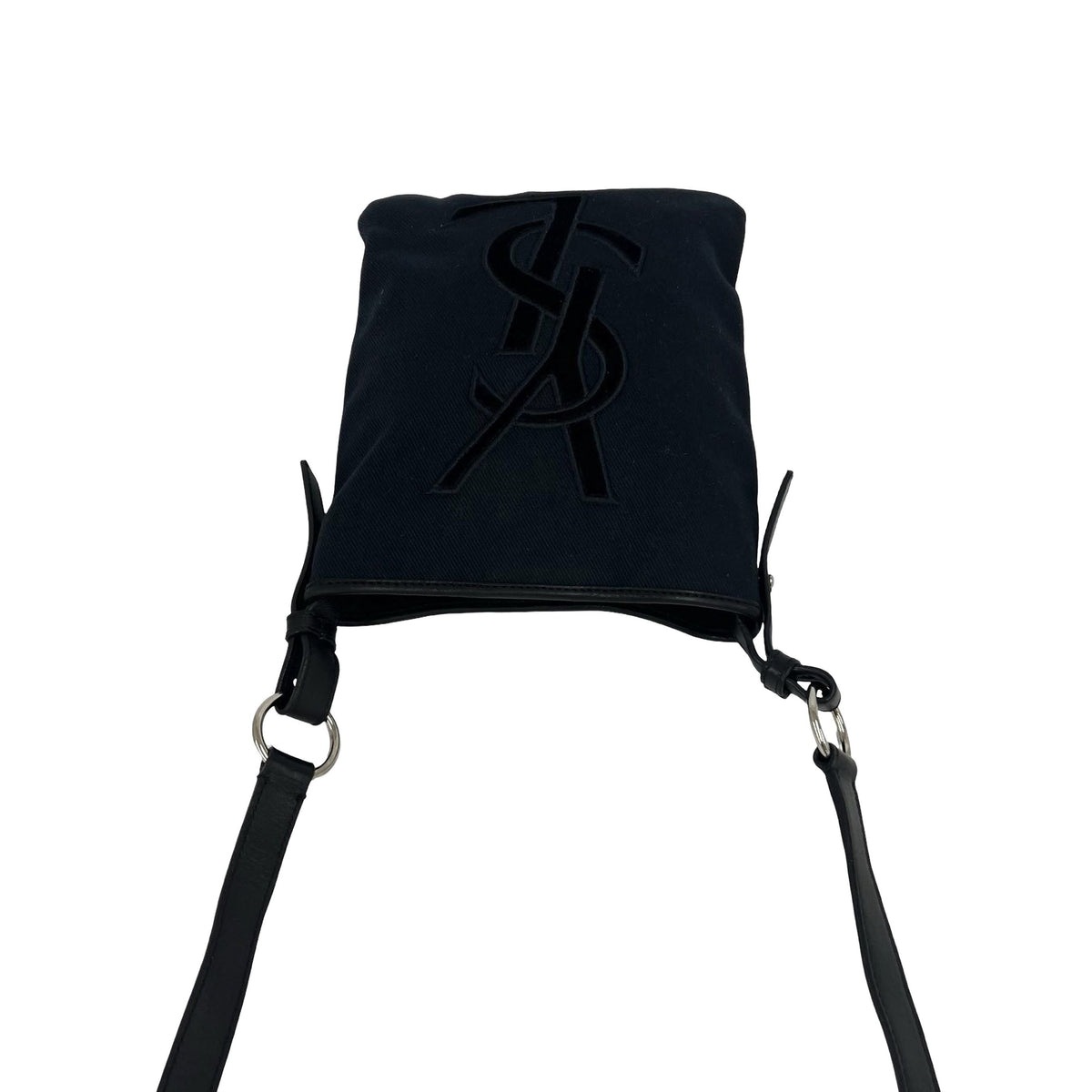 Saint Laurent Denim Monogram Kahala Crossbody — Black