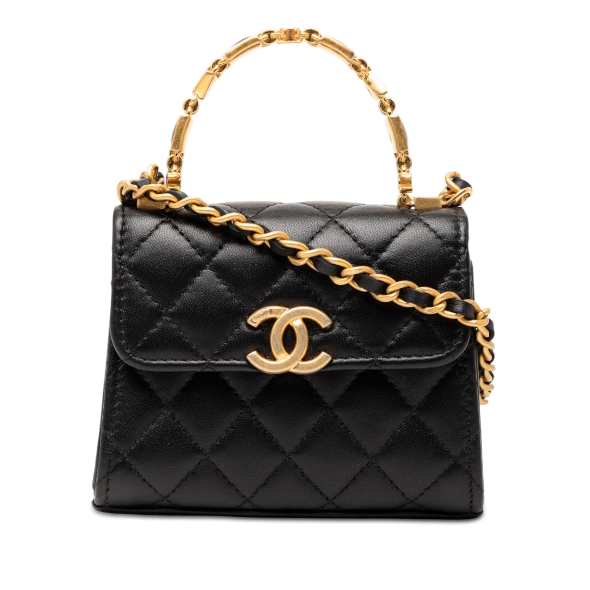 Chanel Mini CC Quilted Lambskin Enamel Top Handle Bag