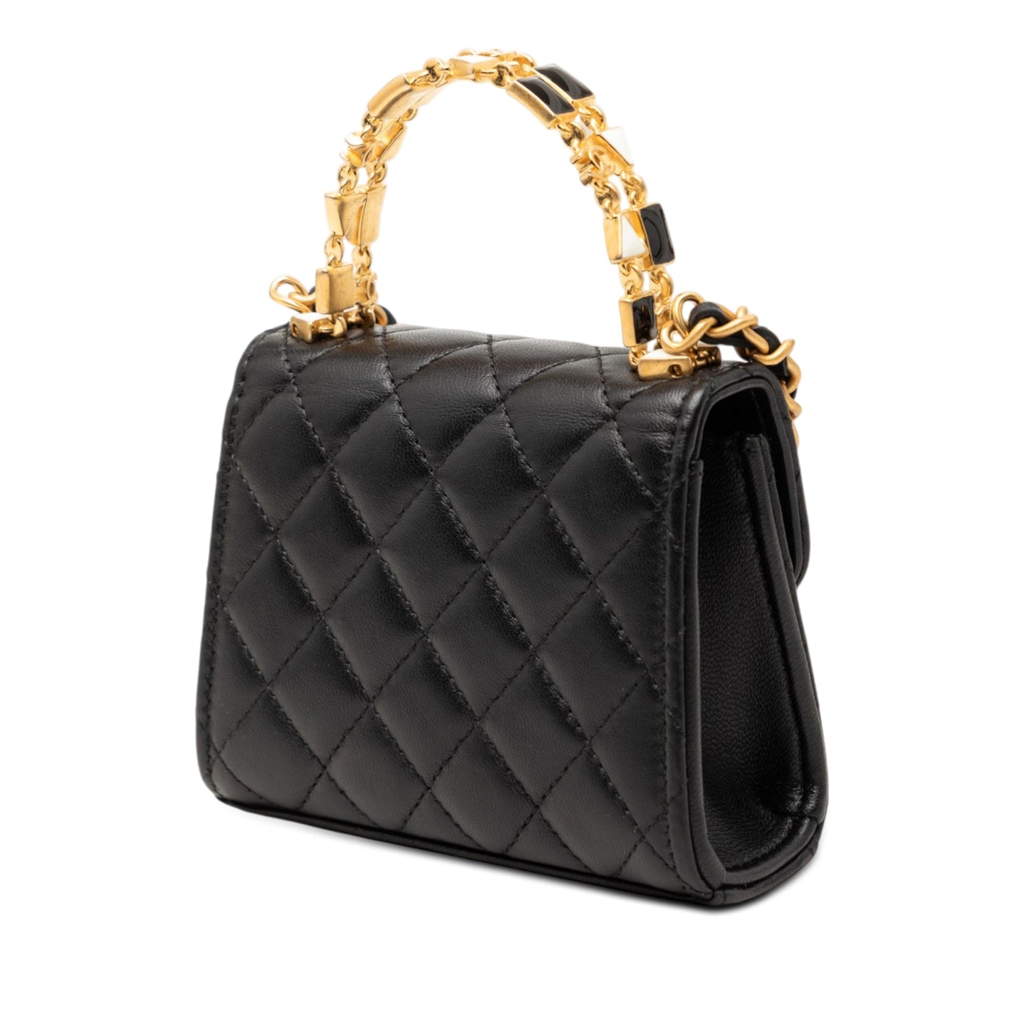 Chanel Mini CC Quilted Lambskin Enamel Top Handle Bag