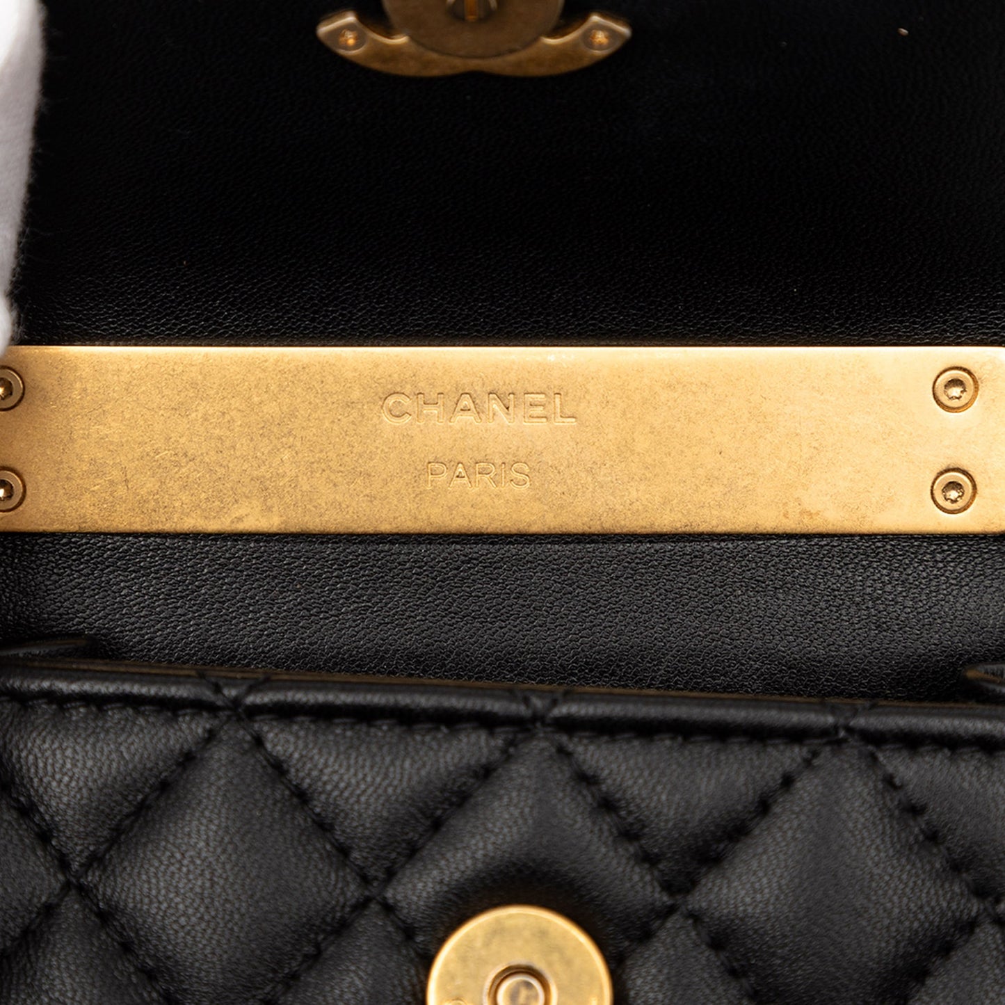 Chanel Mini CC Quilted Lambskin Enamel Top Handle Bag