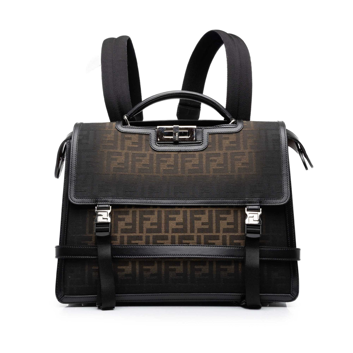 Fendi Medium Zucca Canvas Peekaboo ISeeU Convertible Backpack — Black