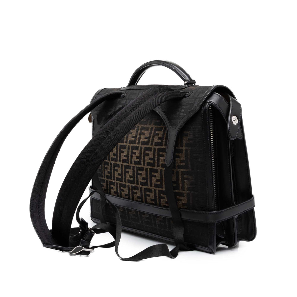 Fendi Medium Zucca Canvas Peekaboo ISeeU Convertible Backpack — Black