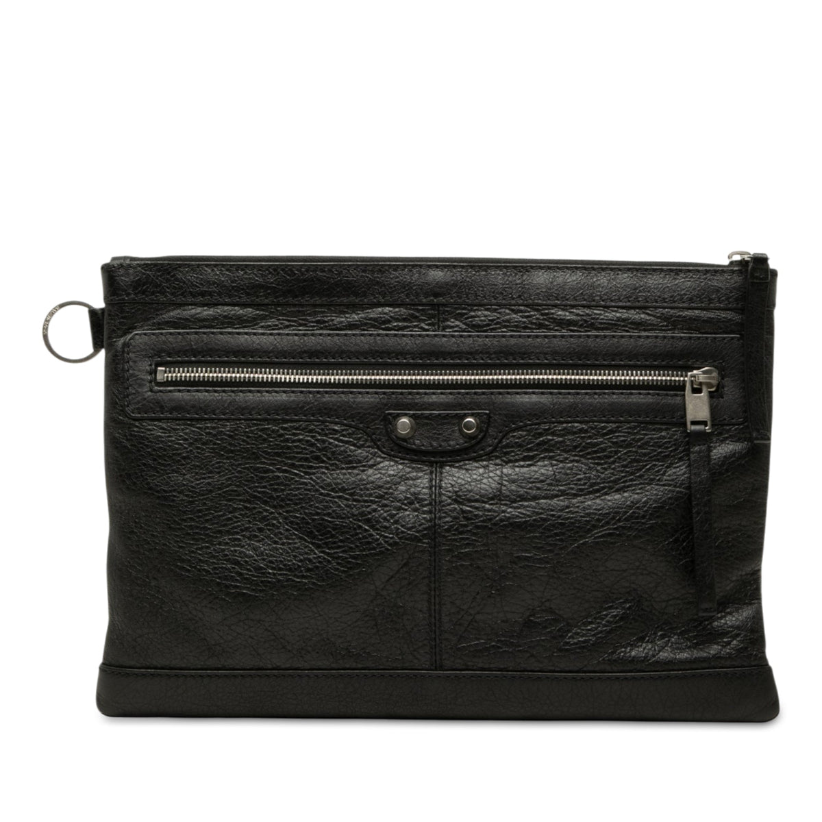 Balenciaga Lambskin Motocross Classic Clip Clutch M