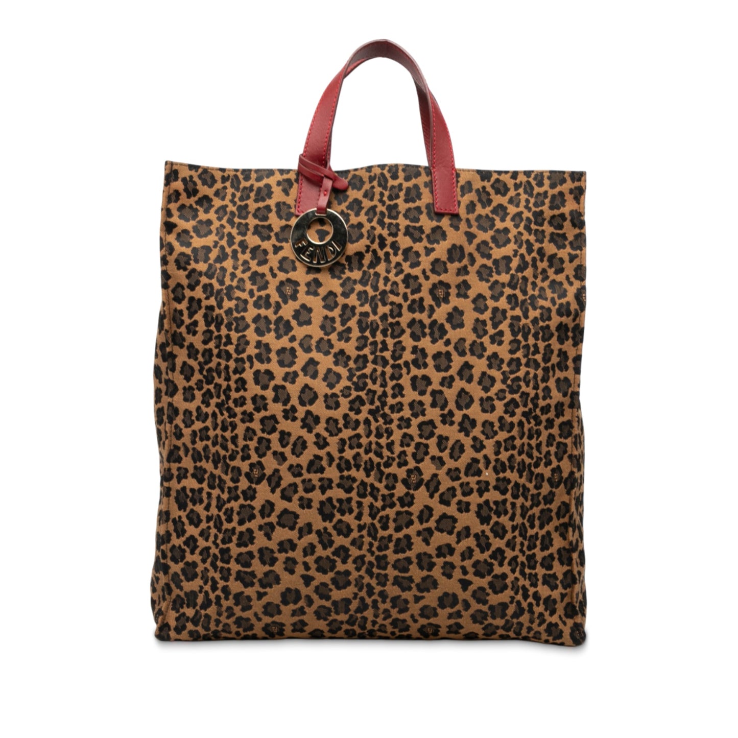 Fendi Leopard Printed Canvas Shopping Tote