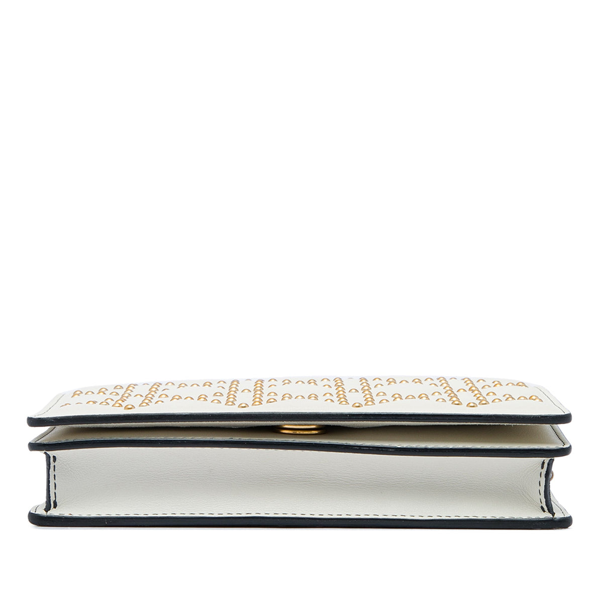 Dior Studded Calfskin Cannage Lady Dior Wallet on Chain — White