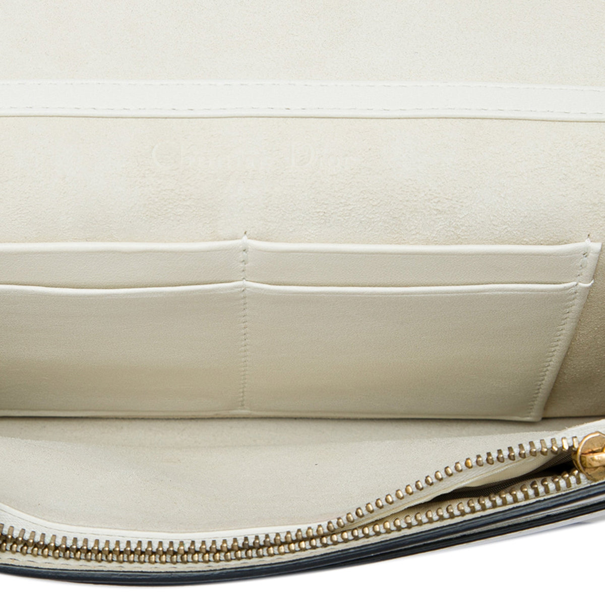 Dior Studded Calfskin Cannage Lady Dior Wallet on Chain — White