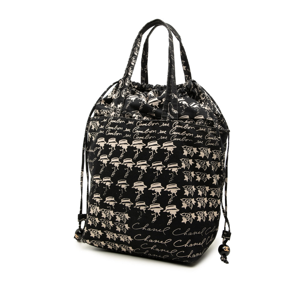 Chanel CC Canvas Grafitti Drawstring Tote