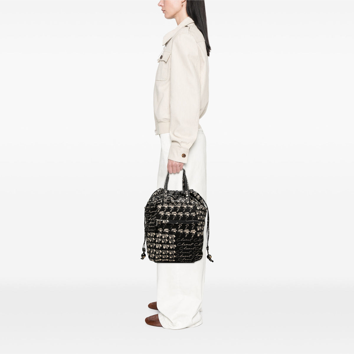 Chanel CC Canvas Grafitti Drawstring Tote