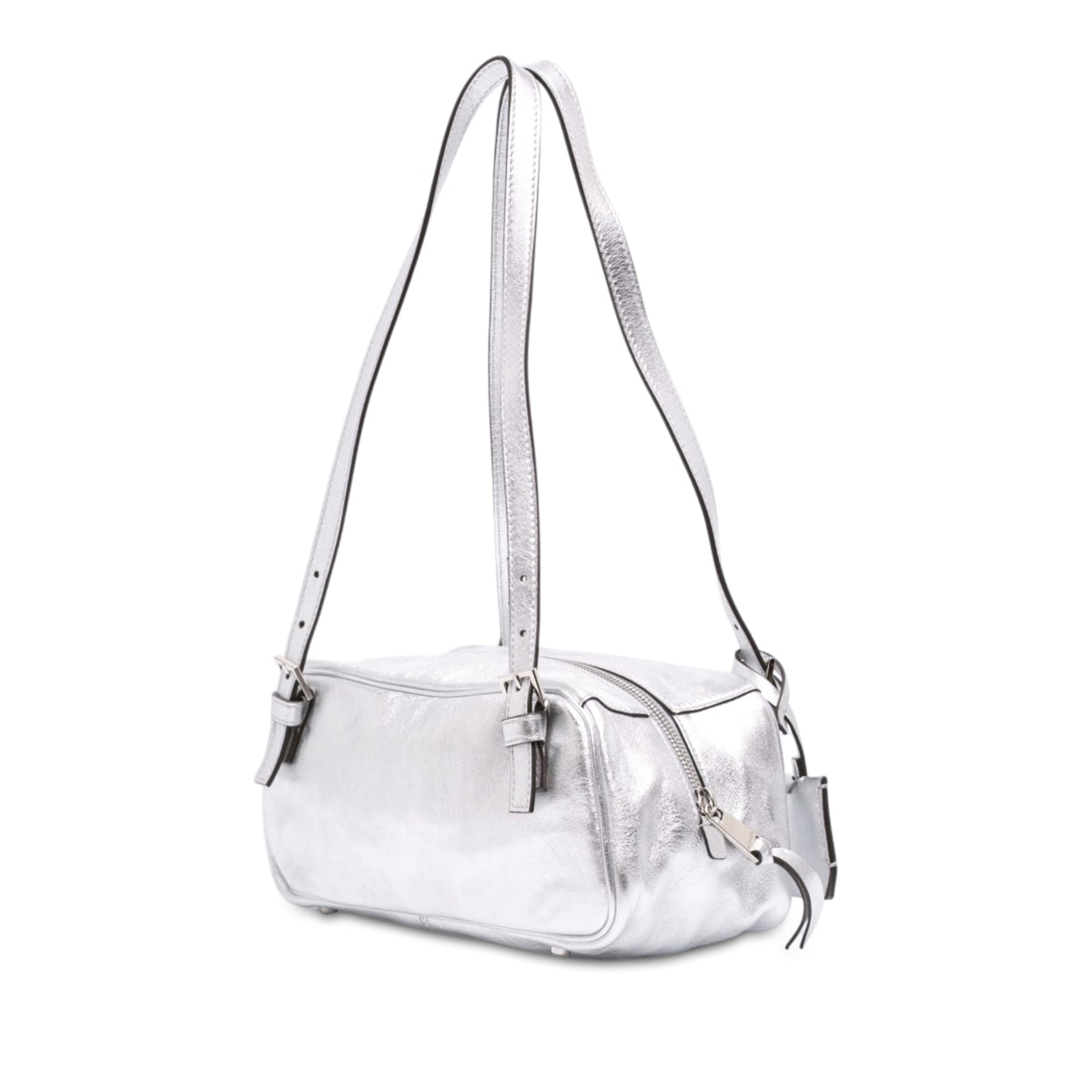 Versace Metallic Leather Tag Bowling Bag