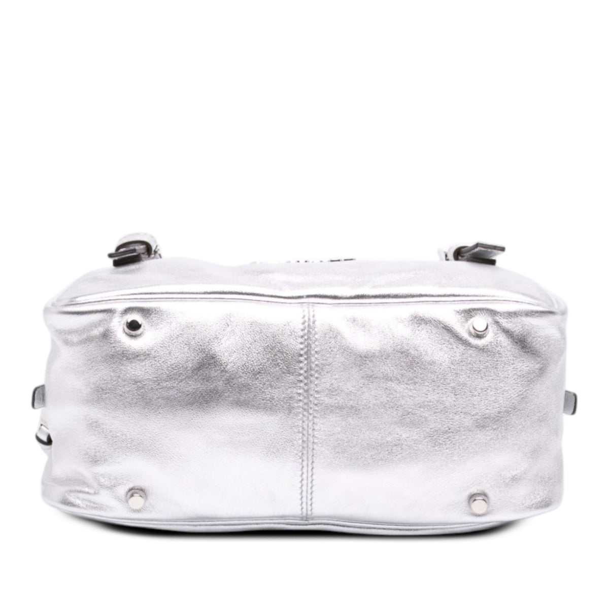Versace Metallic Leather Tag Bowling Bag