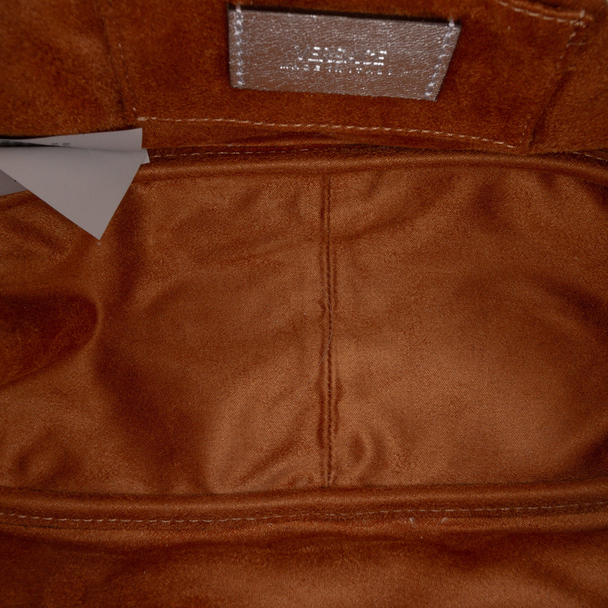 Versace Metallic Leather Tag Bowling Bag