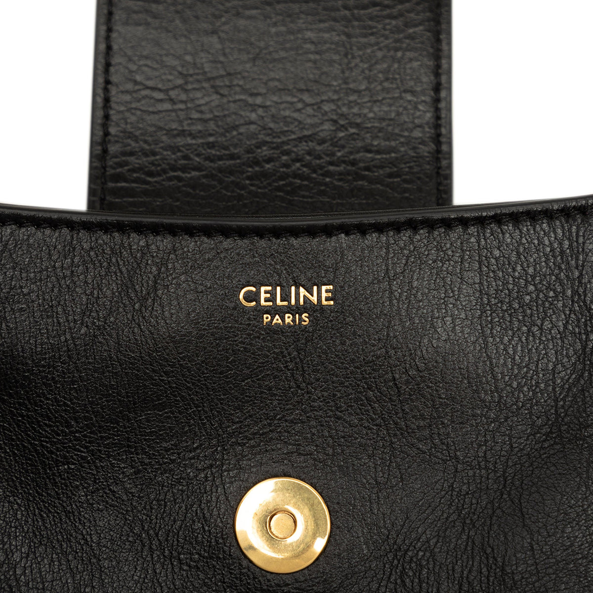 Celine Calfskin Triomphe Wiltern Shoulder Bag — Black