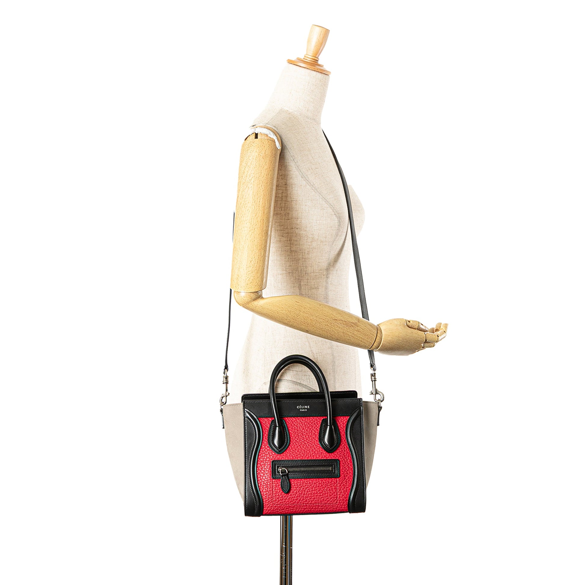 Celine Nano Tricolor Nubuck and Calfskin Luggage Tote