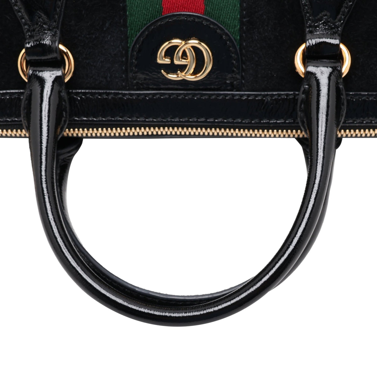 Gucci Medium Suede Web Ophidia Top Handle Bag — Black