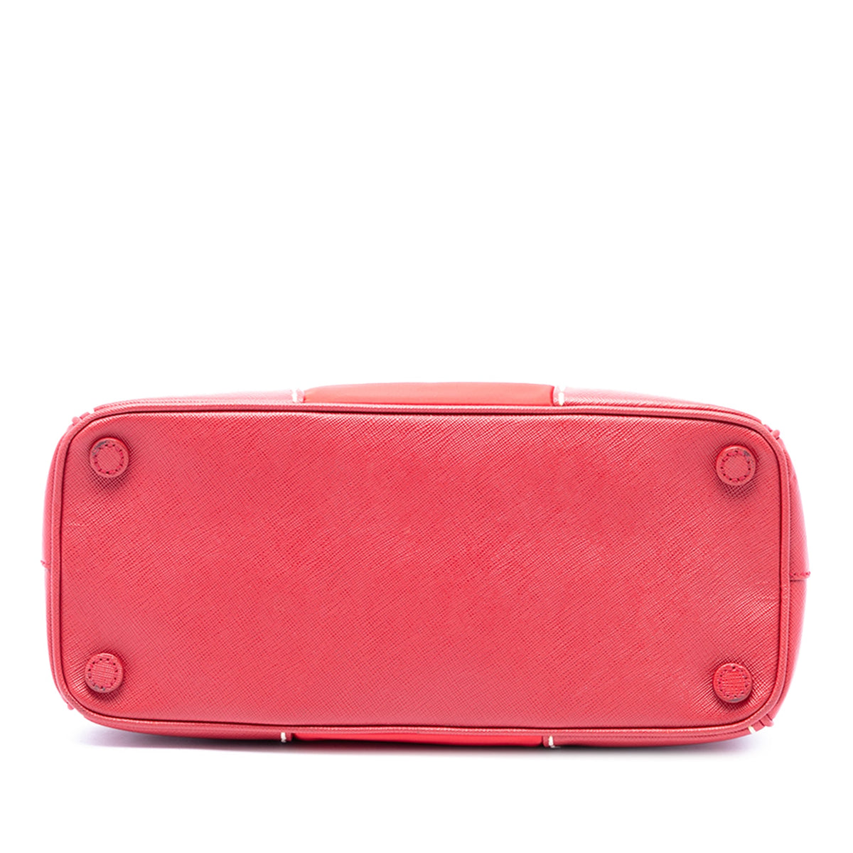 Prada Medium Tessuto and Saffiano Stitch Galleria Double Zip Satchel — Red