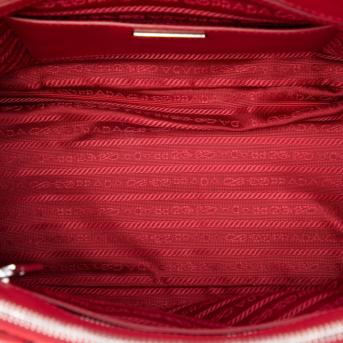 Prada Medium Tessuto and Saffiano Stitch Galleria Double Zip Satchel — Red