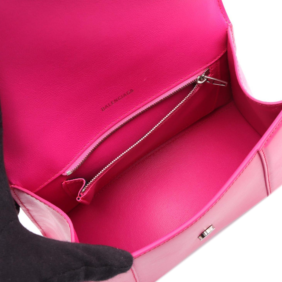 Balenciaga Small Shiny Box Calfskin Hourglass Top Handle Bag