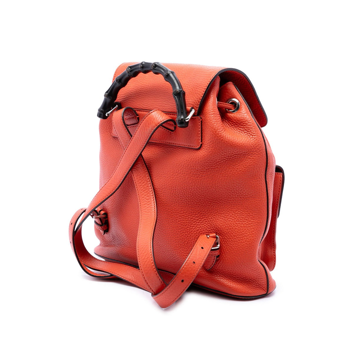 Gucci Large Calfskin Bamboo Tassel Drawstring Backpack — Orange