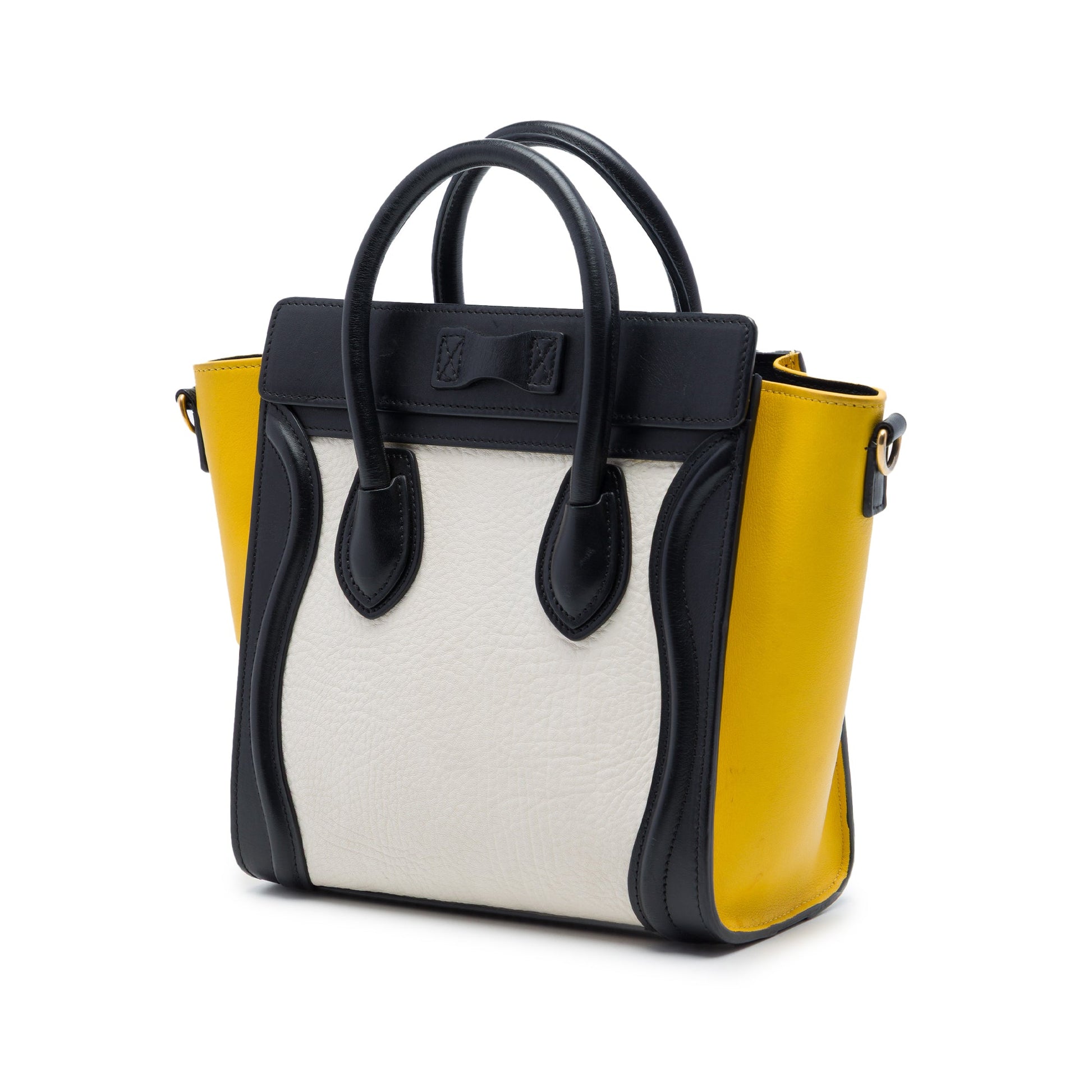 Celine Nano Tricolor Nubuck and Drummed Calfskin Luggage Tote