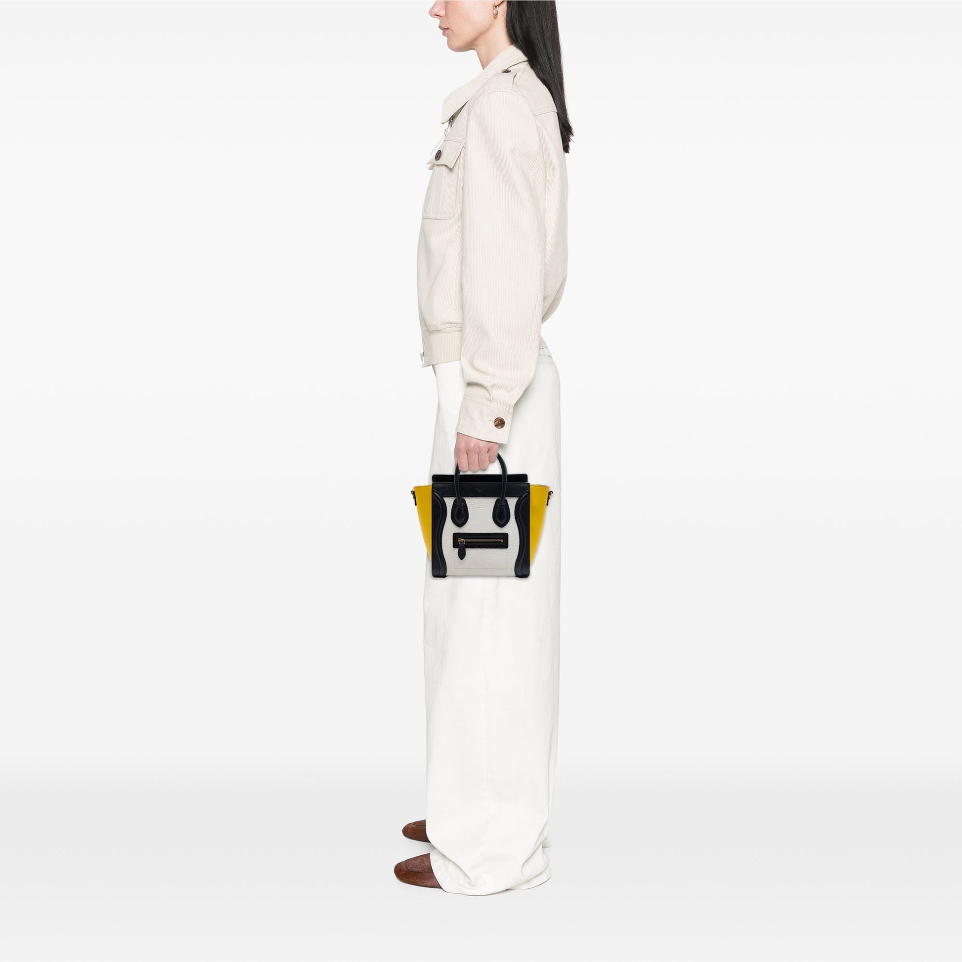 Celine Nano Tricolor Nubuck and Drummed Calfskin Luggage Tote