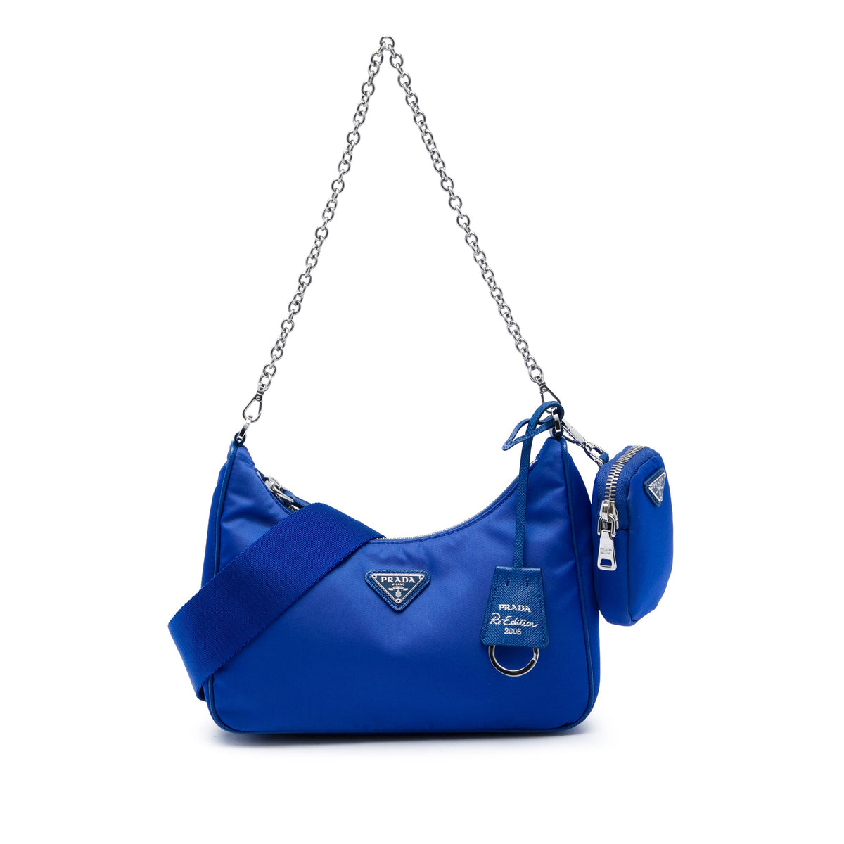 Prada Saffiano Trimmed Tessuto Re Edition 2005 Satchel — Blue