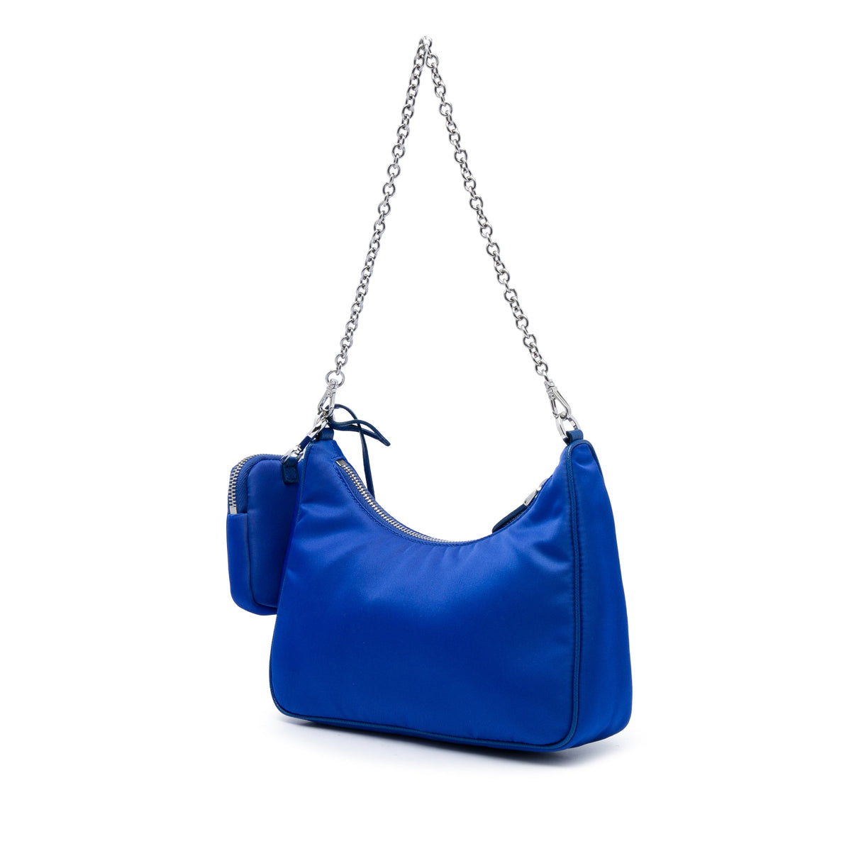 Prada Saffiano Trimmed Tessuto Re Edition 2005 Satchel — Blue