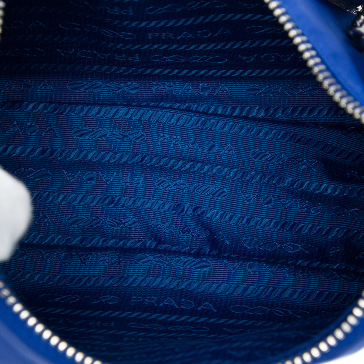 Prada Saffiano Trimmed Tessuto Re Edition 2005 Satchel — Blue