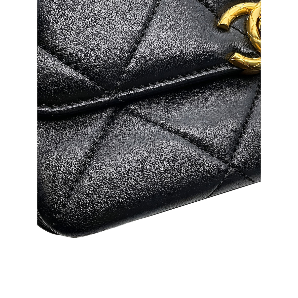 Chanel Mini CC Quilted Lambskin Logo Chain Flap — Black