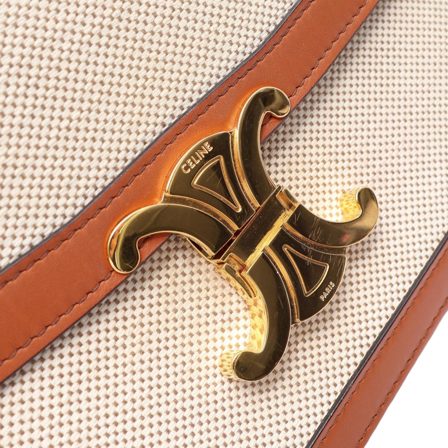 Celine Classique Canvas and Calfskin Triomphe Crossbody