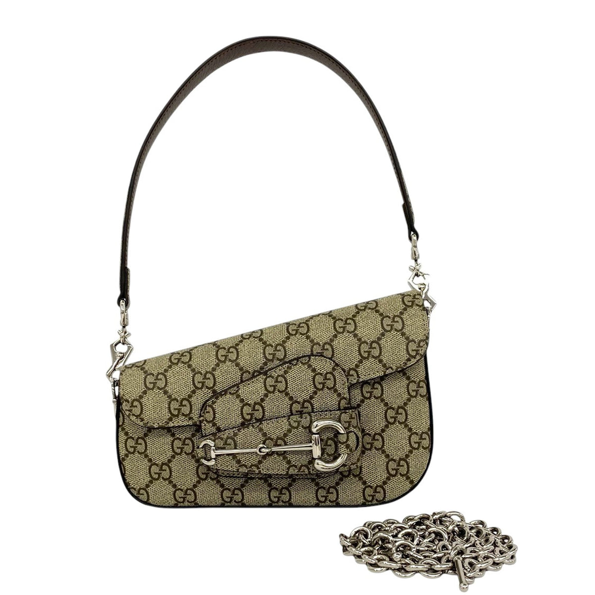 Gucci Mini GG Supreme Asymmetric Horsebit 1955 Shoulder Bag