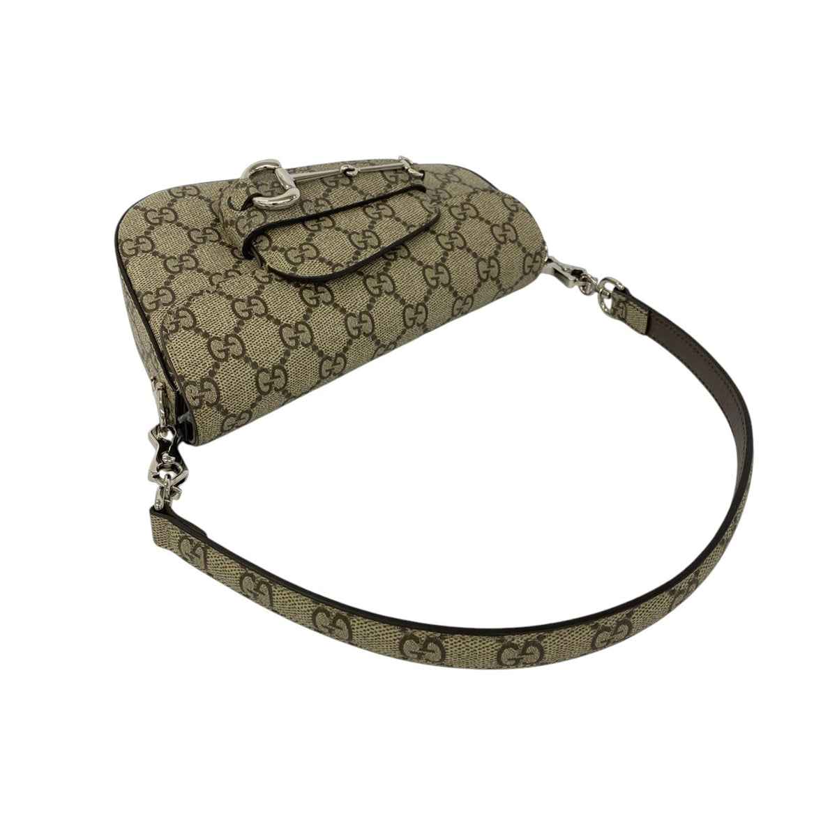 Gucci Mini GG Supreme Asymmetric Horsebit 1955 Shoulder Bag
