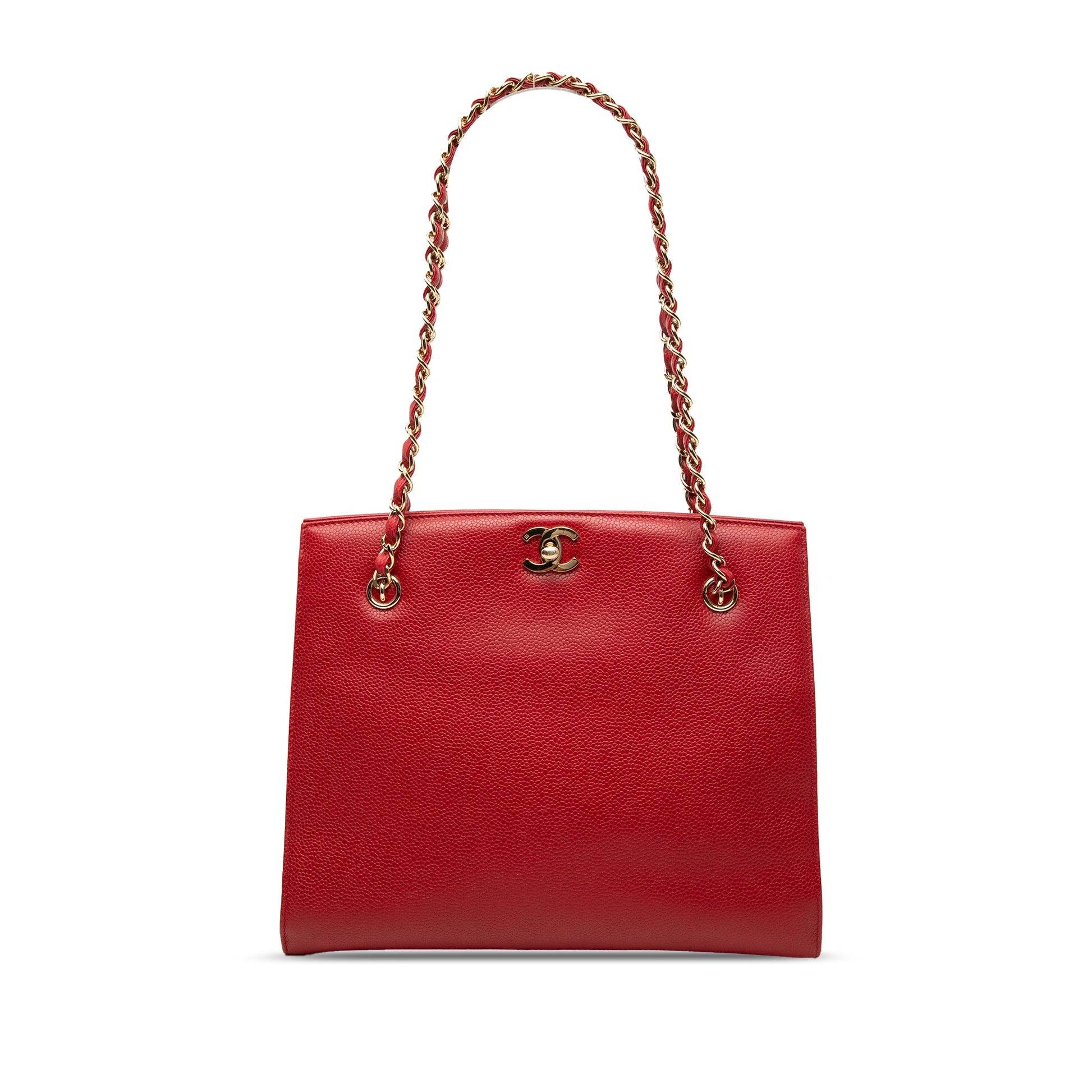 Chanel CC Caviar Turn Lock Chain Tote