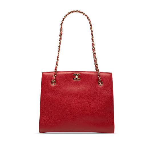 Chanel CC Caviar Turn Lock Chain Tote