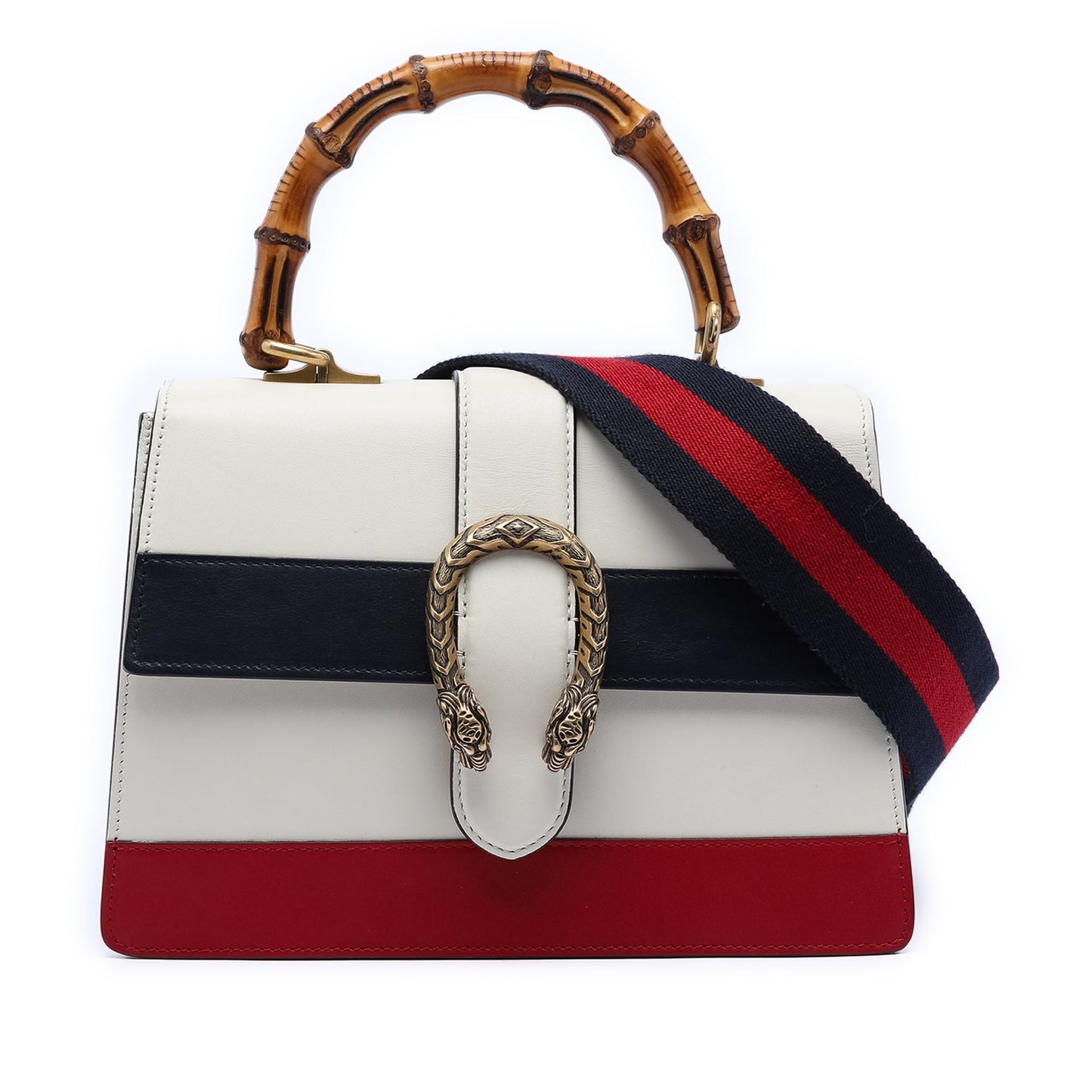 Gucci Medium Leather Bamboo Dionysus Web Satchel