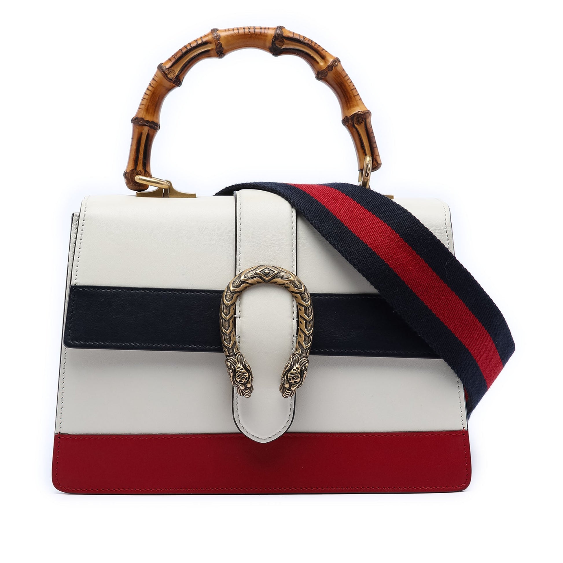 Gucci Medium Leather Bamboo Dionysus Web Satchel