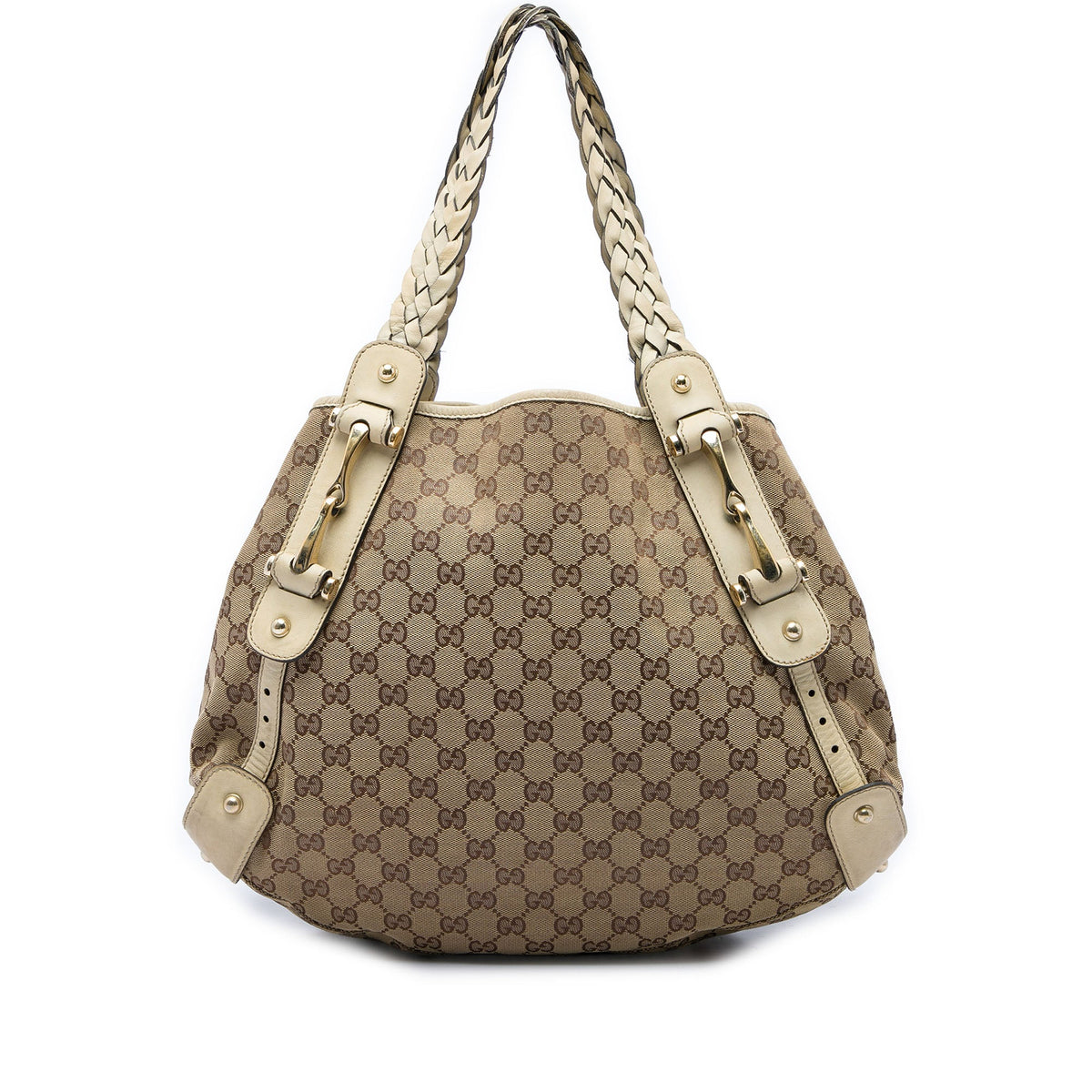 Gucci GG Canvas Horsebit Pelham Shoulder Bag — Beige