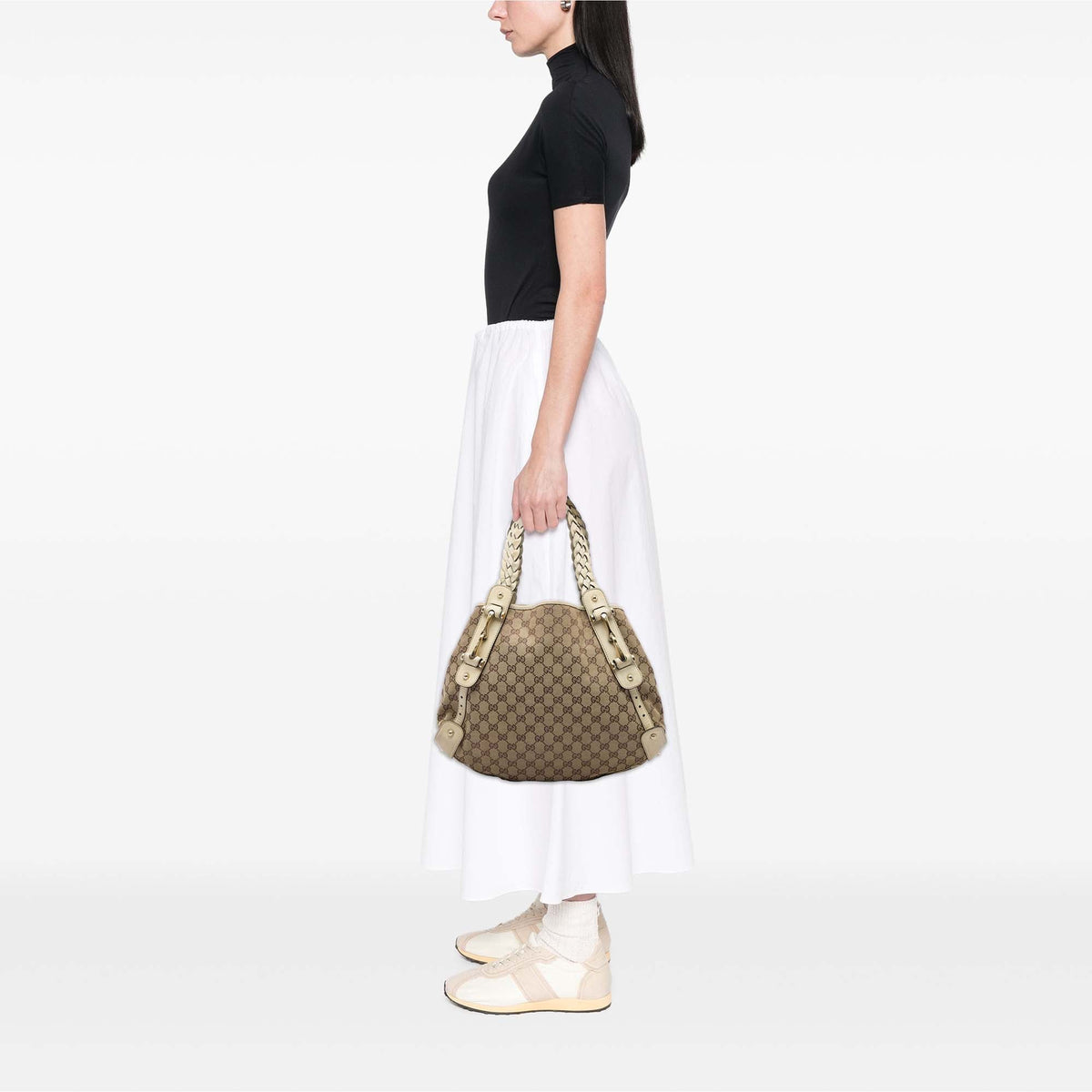 Gucci GG Canvas Horsebit Pelham Shoulder Bag — Beige