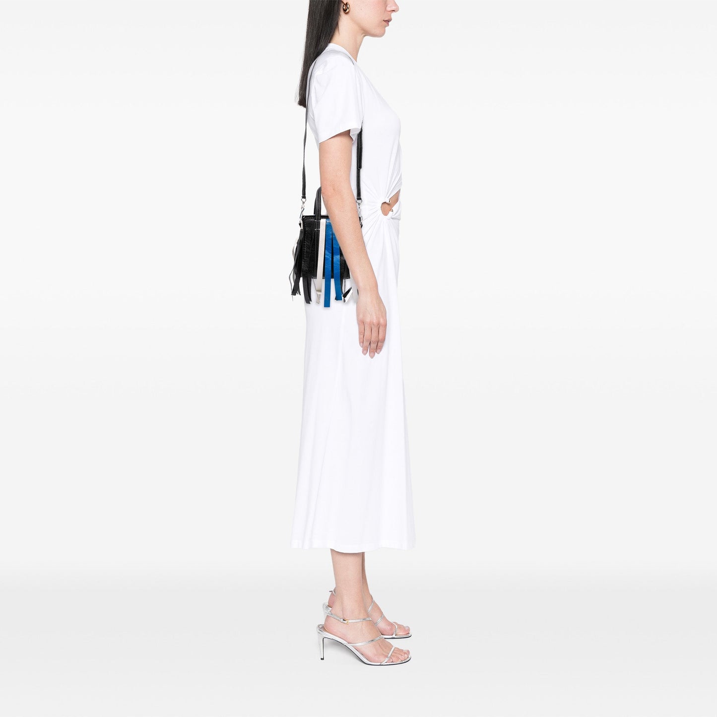 Balenciaga XXS Lambskin Fringe Bazar Shopper Satchel