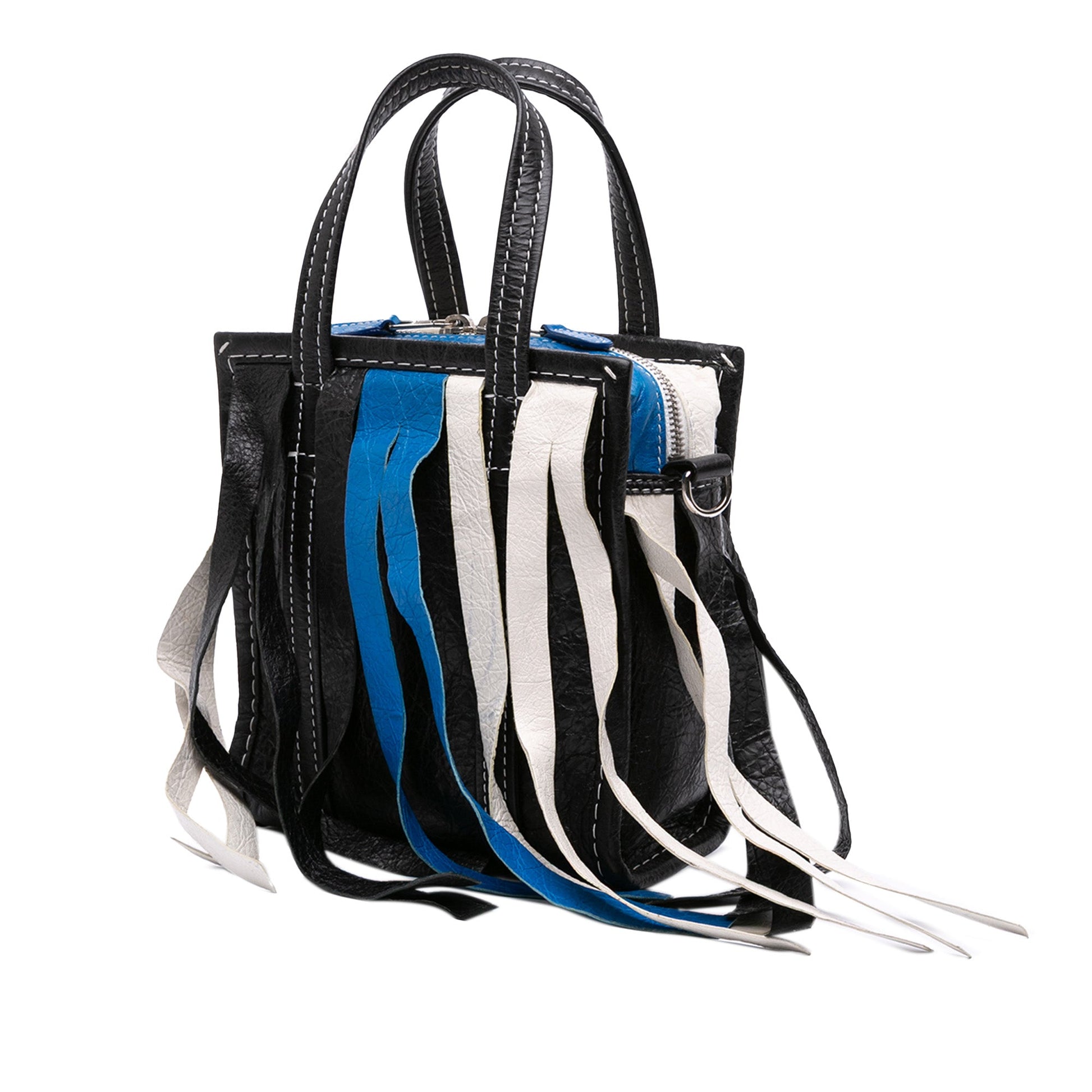 Balenciaga XXS Lambskin Fringe Bazar Shopper Satchel