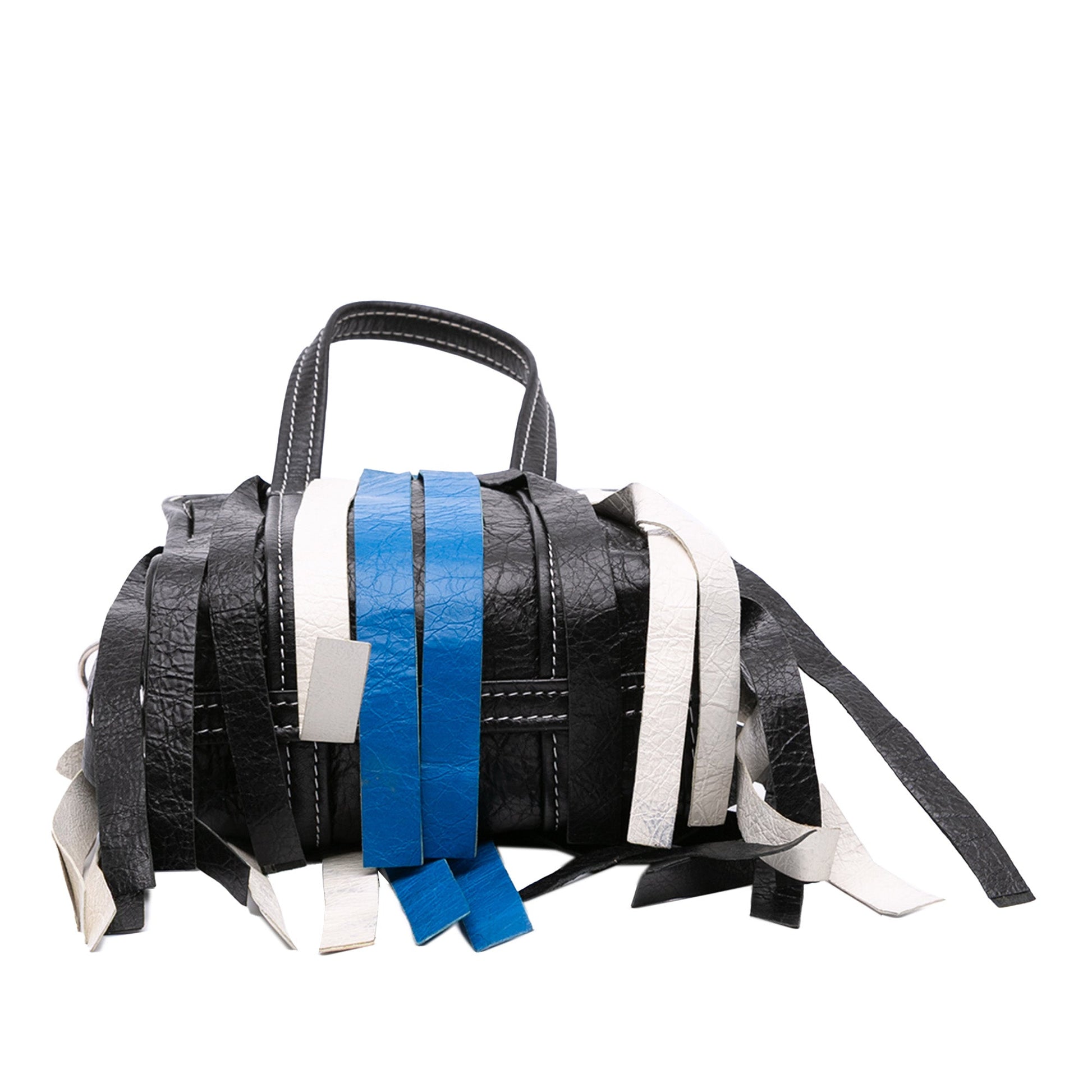 Balenciaga XXS Lambskin Fringe Bazar Shopper Satchel