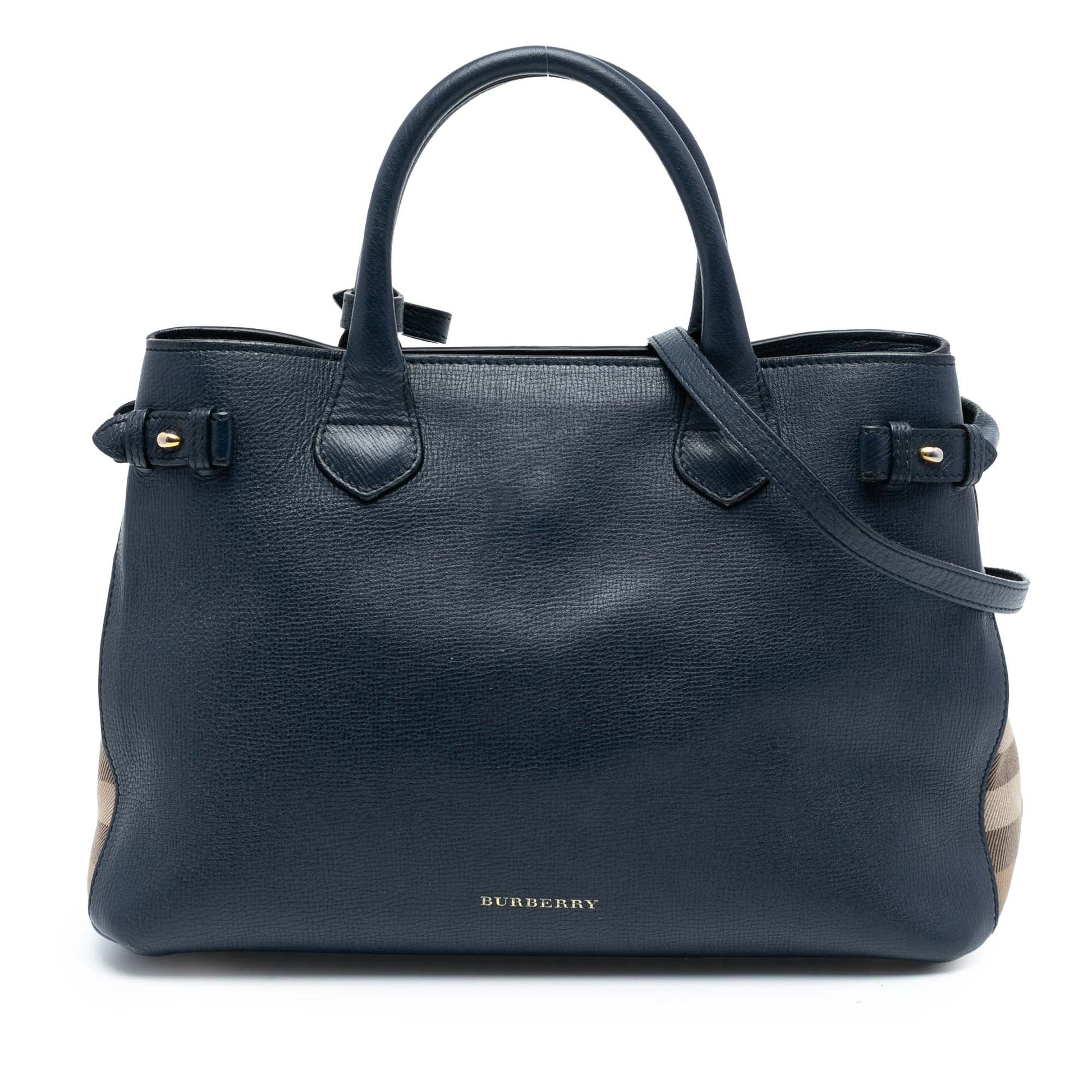 Burberry Medium Leather and House Check Banner Satchel