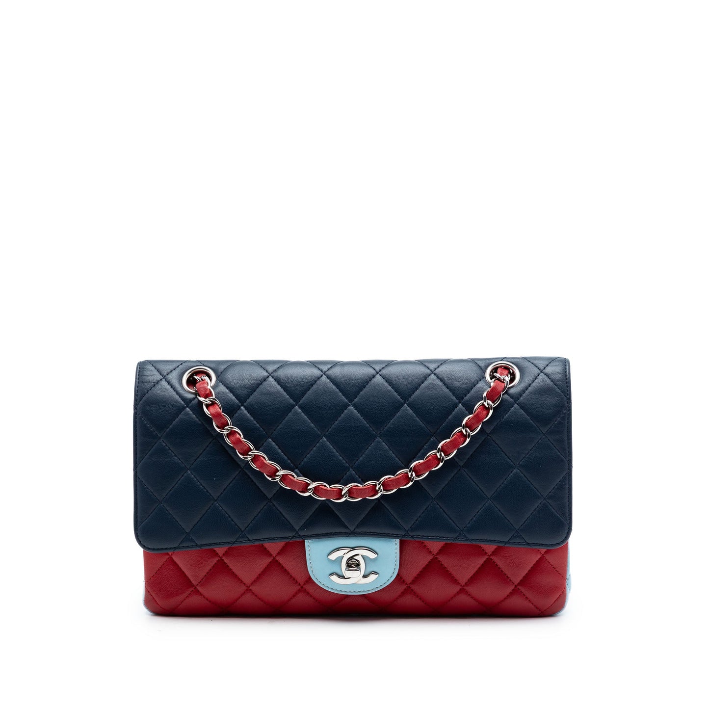 Chanel Medium Classic Tricolor Lambskin Double Flap
