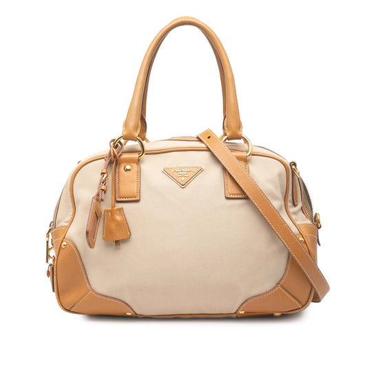 Prada Cinghiale Trimmed Canapa Satchel