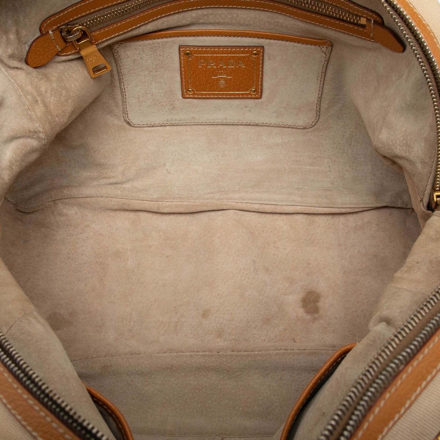 Prada Cinghiale Trimmed Canapa Satchel
